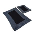 Bohem Jüt Banyo Paspas Seti - 2'li El Dokuması Kaymaz Çift Taraflı Dikdörtgen Paspas | 60x90 cm & 40x60 cm (Siyah-Kırçıl)