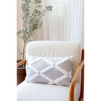Bohem Özel Tasarım Punch Desen Dekoratif Dikdörtgen Kırlent Kılıfı 28x50 cm Bella Gri
