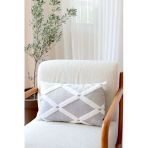 Bohem Özel Tasarım Punch Panç Desen Dekoratif Dikdörtgen Kırlent Kılıfı 28X50 Cm Bella Gri