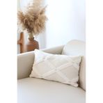 Bohem Özel Tasarım Punch Panç Desen Dekoratif Dikdörtgen Kırlent Kılıfı 28X50 Cm Bella Krem