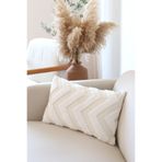 Bohem Özel Tasarım Punch Panç Desen Dekoratif Dikdörtgen Kırlent Kılıfı 28X50 Cm Line Ekru