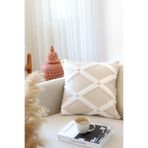 Bohem Özel Tasarım Punch Panç Desen Kare Dekoratif Kırlent Kılıfı 43x43 cm Bella Bej
