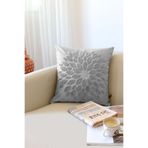 Bohem Özel Tasarım Punch Panç Desen Kare Dekoratif Kırlent Kılıfı 43x43 cm Flower Gri