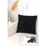 Bohem Özel Tasarım Punch Panç Desen Kare Dekoratif Kırlent Kılıfı 43X43 Cm Forest Siyah