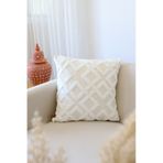 Bohem Özel Tasarım Punch Panç Desen Kare Dekoratif Kırlent Kılıfı 43x43 cm Mila Ekru cok-renkli