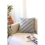 Bohem Özel Tasarım Punch Panç Desen Kare Dekoratif Kırlent Kılıfı 43X43 Cm Zigzag Gri