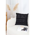 Bohem Özel Tasarım Punch Panç Desen Kare Dekoratif Kırlent Kılıfı 50X50 Cm Letta Siyah