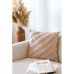 Bohem Özel Tasarım Punch Panç Desen Kare Dekoratif Kırlent Kılıfı 50X50 Cm Zigzag Natural