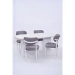 Bohem Polo Lak Panel Yemek Masa Sandalye Takımı 90X170 - Beyaz Mermer - 90*170