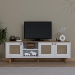 Bohem Serisi Garden Meşe - Beyaz Pvc Hasır Desen Tv Ünitesi