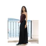 BOHEMAİ Eubah Kırışık Uzun Siyah Saten Etek