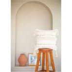 Bohemart Morocco Beyaz Keten Yastık Punch Altın Pullu El Yapımı - 50 x 50 cm - Kırık Beyaz