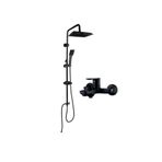Boheme Fleko Black Siyah Tepe Yağmurlama Duş Seti Ve Siyah Banyo Bataryası Siyah Robot Duş Seti Siyah Duş