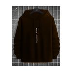BOHEMGİYİM Erkek Siyah Göğüs Dikey Baskılı Oversize Kapşonlu Sweatshirt