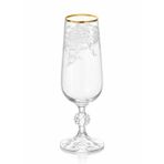 Bohemia Kristal Cam Şampanya Kadehi, Desenli Altın Yaldız, 17 cm