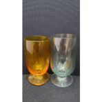 Bohemia Kristal El Boyama Renkli Cam Kadeh Seti, 9,5cm ve 10,5cm, 2 Adet, Turuncu ve Yeşil