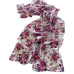 Bohemian Beyaz Çiçek Desenli Soft 170 x 55 cm Şal Fular Saç Bandı 1757099 Beyaz