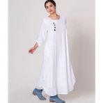 Bohemian Beyaz Uzun Kollu Organik Uzun Elbise - 2XL - 3XL