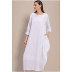 Bohemian Beyaz Uzun Kollu Volanlı Elbise Beyaz L/XL