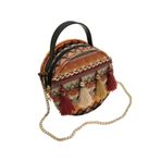 Bohemian etnik Crossbody çanta renkli püsküller kadınlar Bohemian tarzı bozuk para cüzdanı aksesuarları ulusal rüzgar dokuma kova çanta, kahverengi, 18 x8 x 18 cm