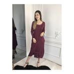 Bohemian Kadın Kırmızı Uzun Kollu Antik Dokuma Elbise kırmızı 2XL