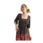Bohemian Kadın Siyah Yarım Kollu Kare Yaka Bohem Elbise siyah S/M