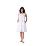 Bohemian Kolsuz Çizgili Elbise%100 Organik Beyaz L/XL