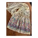 Bohemian Sarı Çok Renkli Nakışlı Vintage Dantel Ve Taş Işleme Pamuk Şal 1606094 Sarı 70 x 180