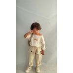 bohemiankids baby wear Krem düğme detaylı Gabardin pantolon beli lastikli