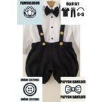 bohemiankids Siyah Kısa Salopet Beyaz Gömlekli Ve Siyah Papyonlu Çocuk Ve Bebek Giyim Kız Erkek Bayramlık Hediye