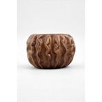 BOHEMORE Tactus Oval Dalgalı Ahşap Seramik Dekoratif Vazo (21x14 Cm) Ahşap Kahverengi