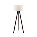 Bohhem Art Tripod Ahşap Ayaklı Lambader Köşe Lambası Krem Upvc Krem