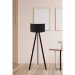 Bohhem Art Tripod Ahşap Ayaklı Lambader Köşe Lambası Siyah Kumaş Dark Siyah
