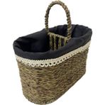 Boho Bazzar Hasır El Yapımı 2 Bölmeli Kulplu Kaşıklık 22*14*12CM
