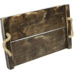 Boho Bazzar Hasır Saplı Ahşap Tepsi 39*26CM