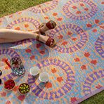 Boho dış mekan halısı | Dokuma su geçirmez plastik, geometrik desenli hafif mat | bahçe, veranda, döşeme, banyo, kullanışlılık, piknik için katlanır kolay saklama için 180 x 120 cm