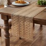 Boho keten masa örtüsü, kır evi tarzı, 30 x 183 cm, jüt doğal masa örtüsü, düğün, vintage masa dekorasyonu, bej, bahçe partisi, düğün, mutfak, yemek masası, oturma odası masası için masa dekorasyonu