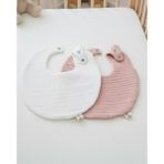 Boho Piccolo Oval 2'li %100 Pamuk Müslin Bebek Önlüğü / Yakalık / Salya Önlüğü - Pembe - Beyaz - 0 - 2 Yaş