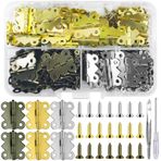 Bohoray 90 adet menteşe katlanabilir küçük, kelebek şeklinde mini menteşe 20 x 17 mm, 3 renk metal menteşe küçük, 360 vida ile, 1 tornavida, takı kutusu, dolap, ahşap kutu için kendin yap