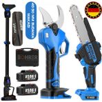 Böhrer 42 mm Dijital Akülü Budama Makası 25 cm Yağlı Akülü Budama Testere, V598/F 5 Ah 2 metre Teleskopik Kol