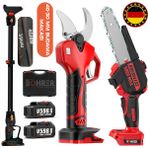 Böhrer 42 mm Dijital Red Akülü Budama Makası 25 cm Yağlı Akülü Testere, V598/F 5AH 3m Teleskopik Uzatma Kol