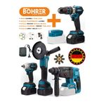 Böhrer 5'li Set Akülü Akülü Kırıcı Delici Hilti, Darbeli Vidalama, Somun Sıkma ,taşlama Makinesi+Power Işık