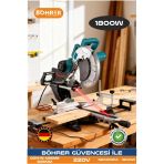 BÖHRER Elektrikli Lazerli 305mm Sanayi Tipi 1800w 3800rpm Gönye Kesme Ahşap Odun Kesme Makinesi
