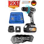 Böhrer Kömürsüz 90 Nm 10MM Akülü Vidalama Matkap 1800 Rpm V598 5AH Darbeli Akülü Vidalama