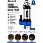 Böhrer V1100DF Bıçaklı Rögar Drenaj Dalgıç Pompa 1.5 Hp 350 L/dak Kirli Su ve Foseptik Tahliye Pompa