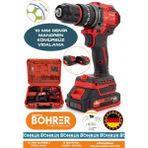 Böhrer V298 5AH 10MM Demir Mandren 2 Bataryalı Kırmızı Darbeli Vidalama Matkap