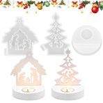 Bohrma 3 adet Noel silikon kalıp döküm kalıpları silikon kalıp şamdan, beşik silikon döküm kalıbı, silikon kalıplar döküm kalıpları beşik seti döküm kalıpları silikon kalıp beşik Noel ağacı ayaklı