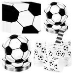 Bohrma Futbol parti tabak takımı, 10 misafir için, futbol parti tabağı, doğum günü takımı, futbol parti tabak takımı, futbol dekorasyonu, doğum günü, çocuklar için siyah ve beyaz futbol kağıt tabak, çocuk