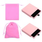 BOHUIZ Kapaklı ve Kadife Mücevher Torbalı 2 Paket Mücevher Hediye Kutuları, Küçük Hediye Kutuları 8,0 cm Karton Mücevher Kutuları Çekmece Tipi Mücevher Organizatör Kutusu Kolye Bilezikler Küpe Takı