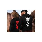 Boi Q K Taç Sırt Sevgili Çift Kombin - Siyah Baskılı Oversize Kapüşonlu Sweatshirt